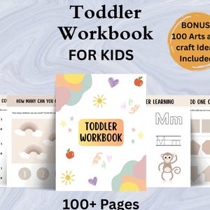 Cuaderno de ejercicios imprimible para niños pequeños, actividades educativas preescolares de 2 a 5 años, páginas de calco, aprender números, contar letras y formas