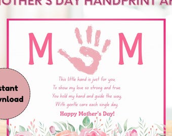 Mothers Day Handprint Printable | Mother's Day craft activity page | Gift for Mom or Grandma | DIY Keepsake Gift | Digital Download