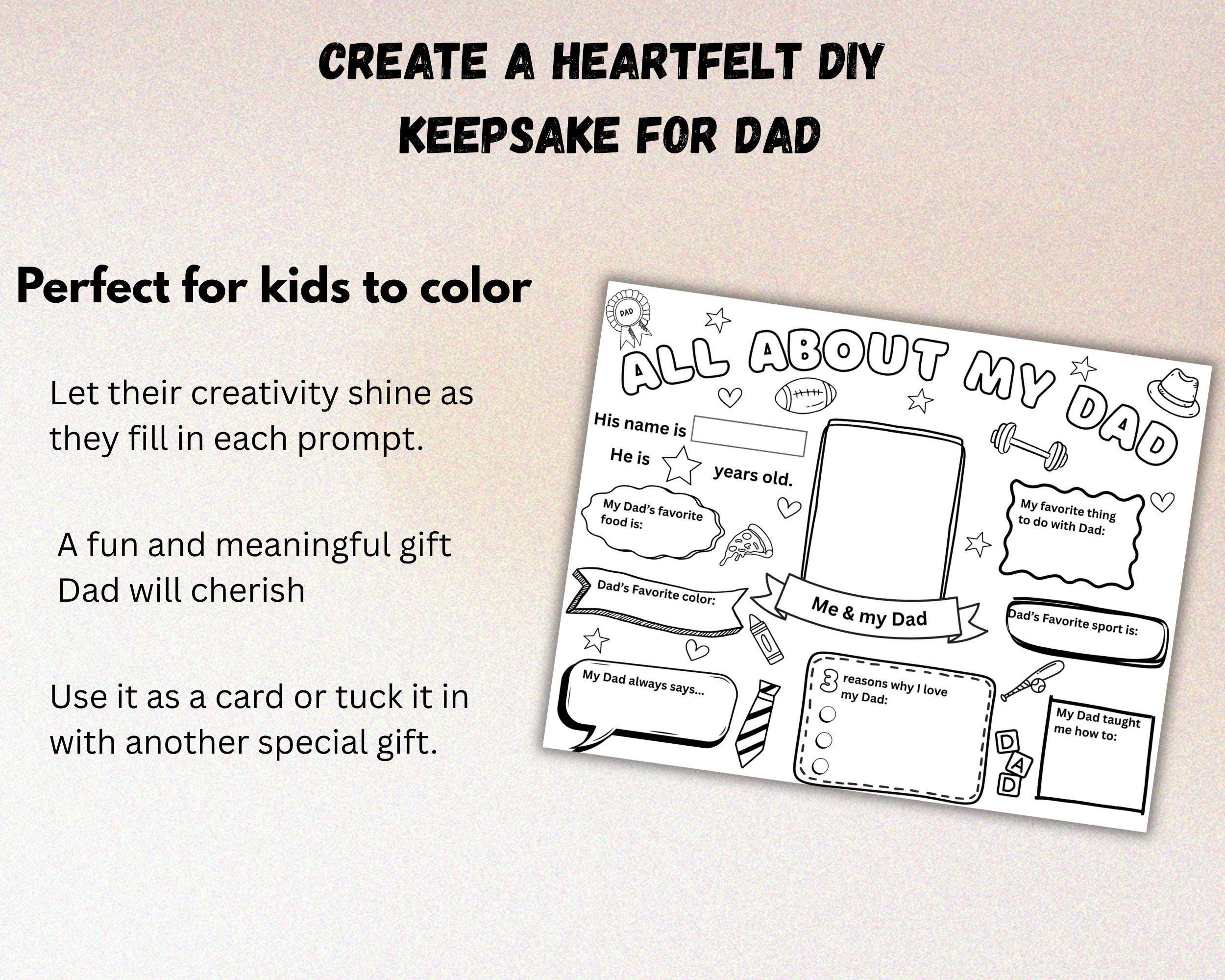 All About My Dad Printable Coloring Page, Happy Father's Day Gift ...