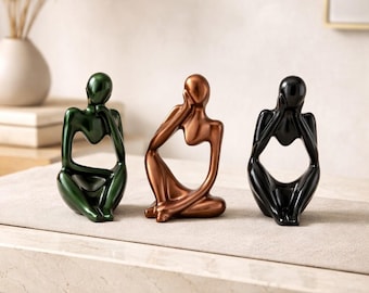 Conjunto de esculturas modernas de pensadores abstractos / Decoración minimalista para el hogar / Figuritas de resina / Decoración para estantes / Elemento decorativo para la sala de estar / Juego de 3 / Día de la Madre