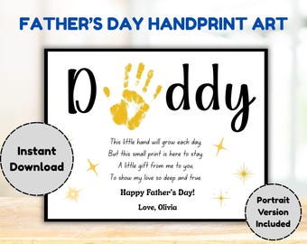 Father's Day Handprint Printable | Fathers Day craft activity page | Gift for Dad or Grandpa | DIY Keepsake Gift | Digital Download | Gifts
