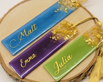 Marcador de resina con pan de oro / Marcador personalizado / Marcador personalizado / Regalo de dama de honor / Pascua / Regalo para ella / Amante de los libros / Recuerdo de fiesta