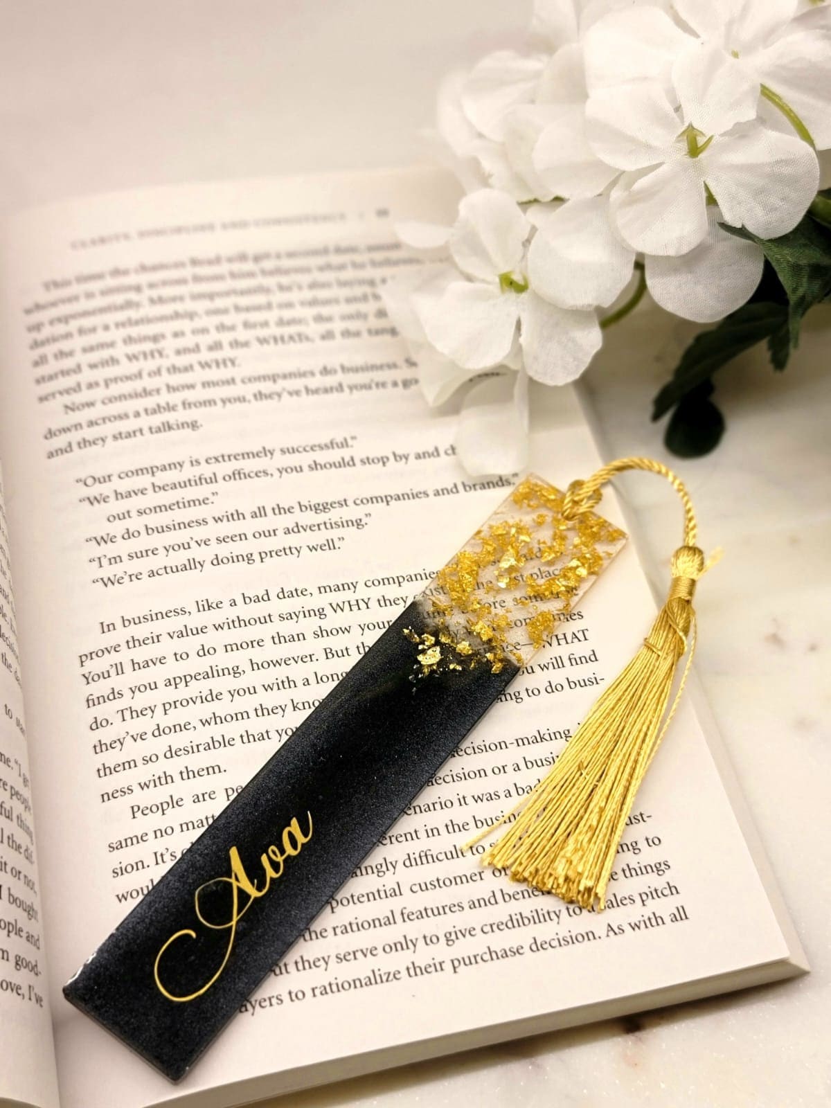 Redemable Bookmark Resin Bookmark With Gold Leaf | Personalized Bookmark | Custom Bookmark ...