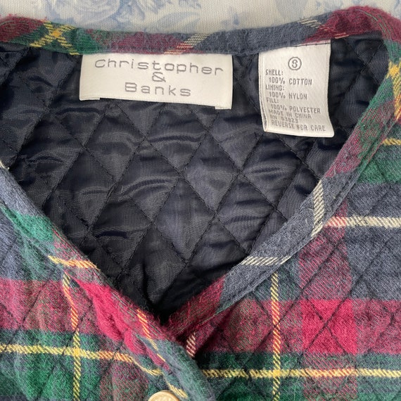 Vintage Puffer Vest Small Quilted Plaid 90s Kidco… - image 2