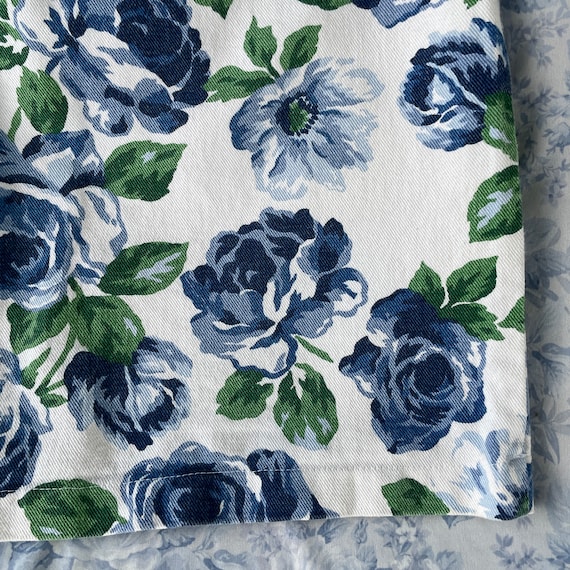 Vintage Made in USA 90s Floral Denim Skirt Blue R… - image 7