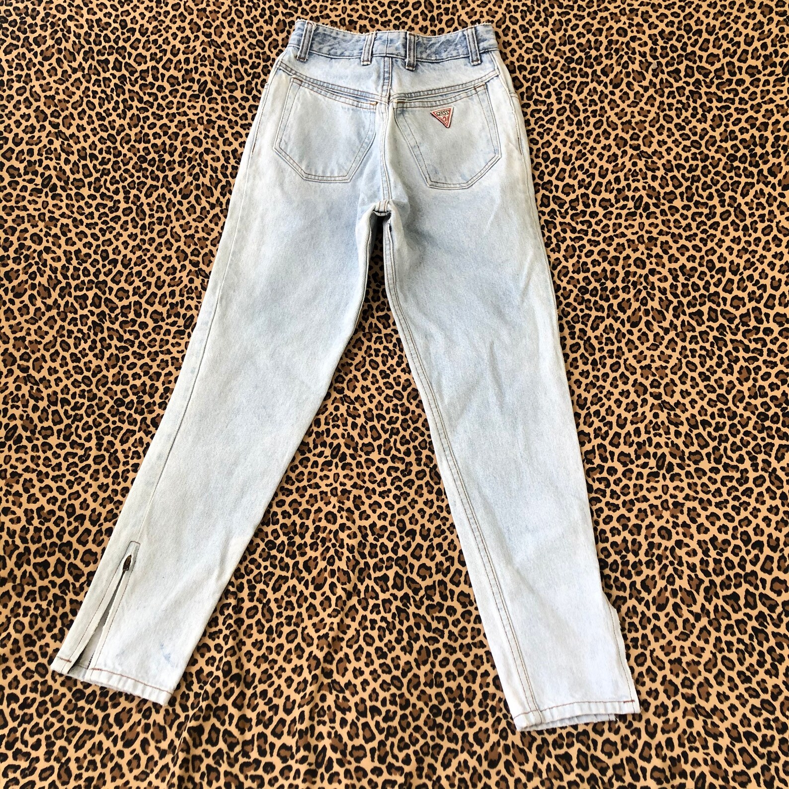 Vintage 80s Guess Jeans Zipper Ankles Reworked Light Wash Etsy