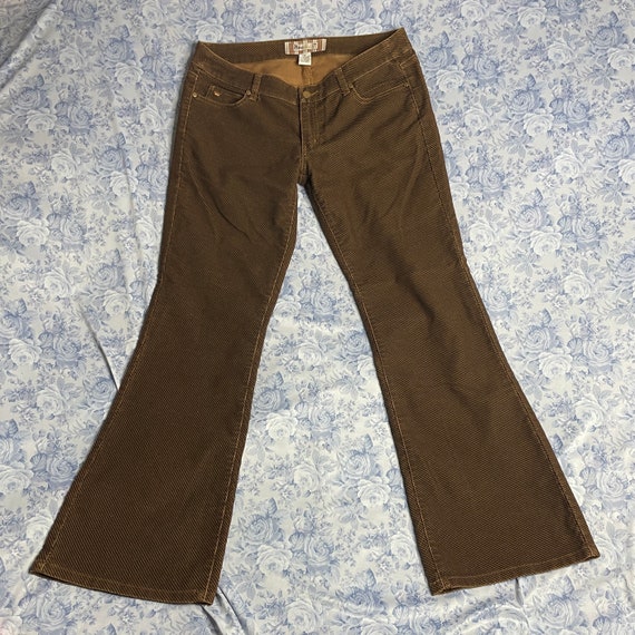Y2K Womens Brown Low Rise Flare Pants With Fairy Grunge And Wide