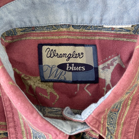 Vintage Pearl Snap Wrangler Blues Aborigine 80s A… - image 4