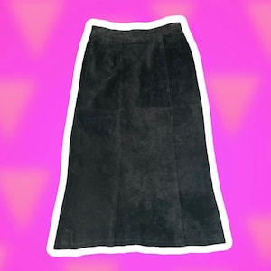 Vintage Coldwater Creek Petite 10 Black Suede Skirt Full Length Witchy Goth Aesthetic Waist 29 Length 33 Hips 37
