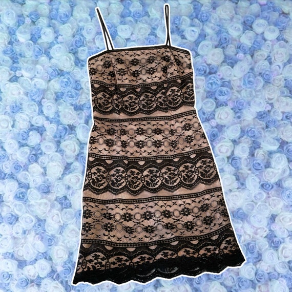 Vintage Made in USA Whimsigoth Mini Dress Black L… - image 1