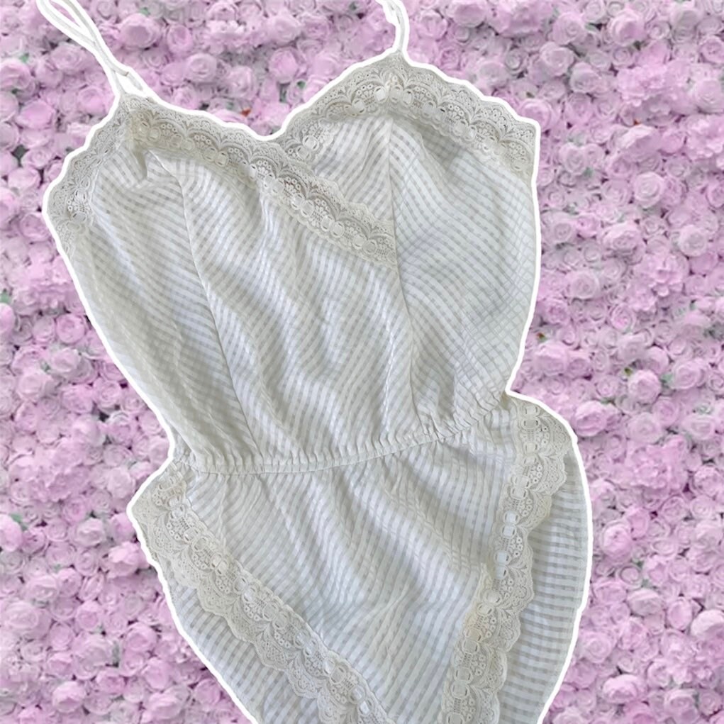 Vintage Teddy Romper High Cut Thigh 90s Scalloped Lace Trim Bridal One ...