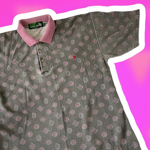 Black polo shirt top with purple horse