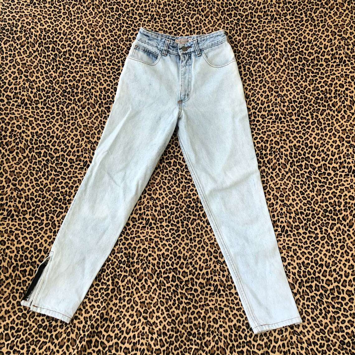 Vintage 80s Guess Jeans Zipper Ankles Reworked Light Wash Etsy
