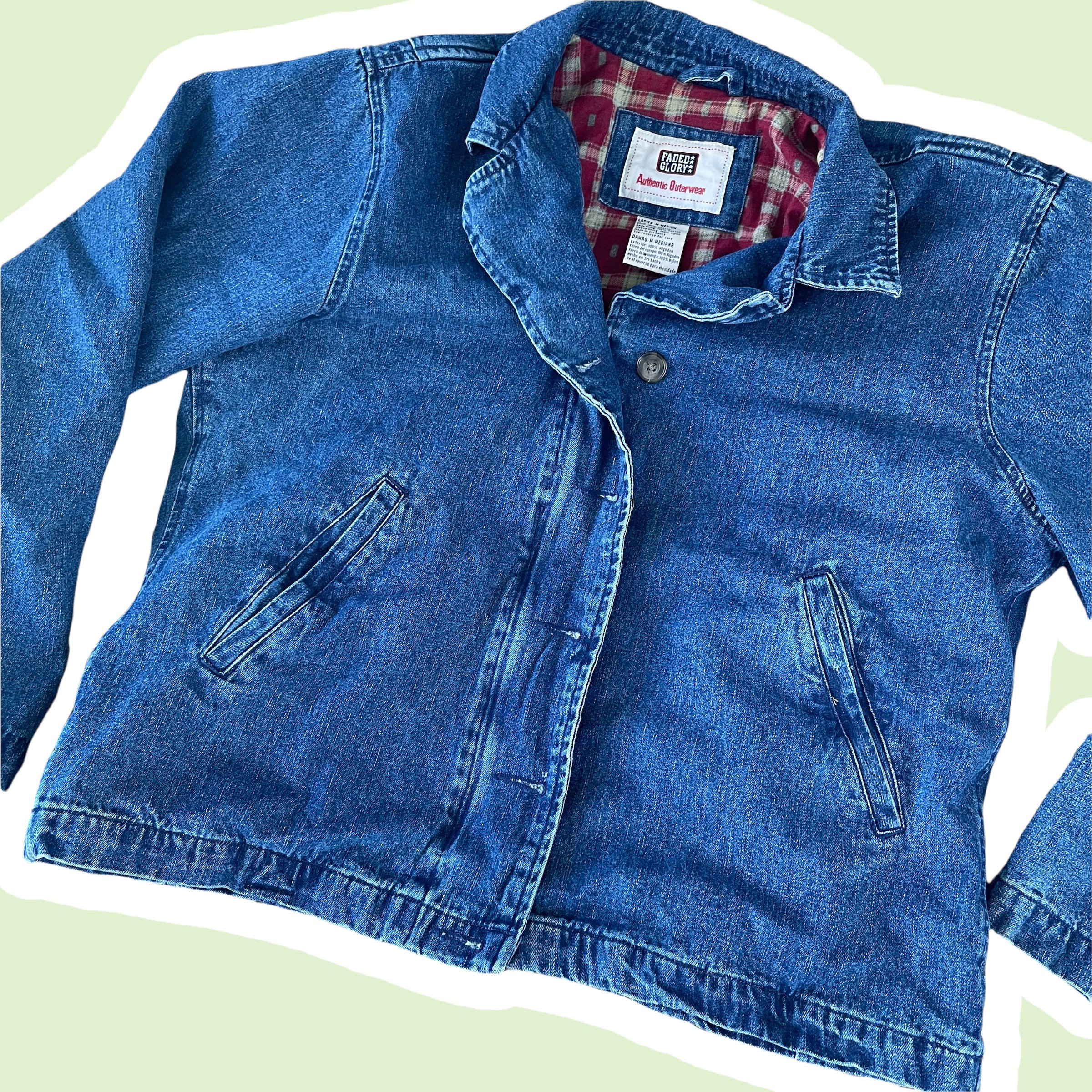 Vintage Faded Glory Jean Jacket Flannel 