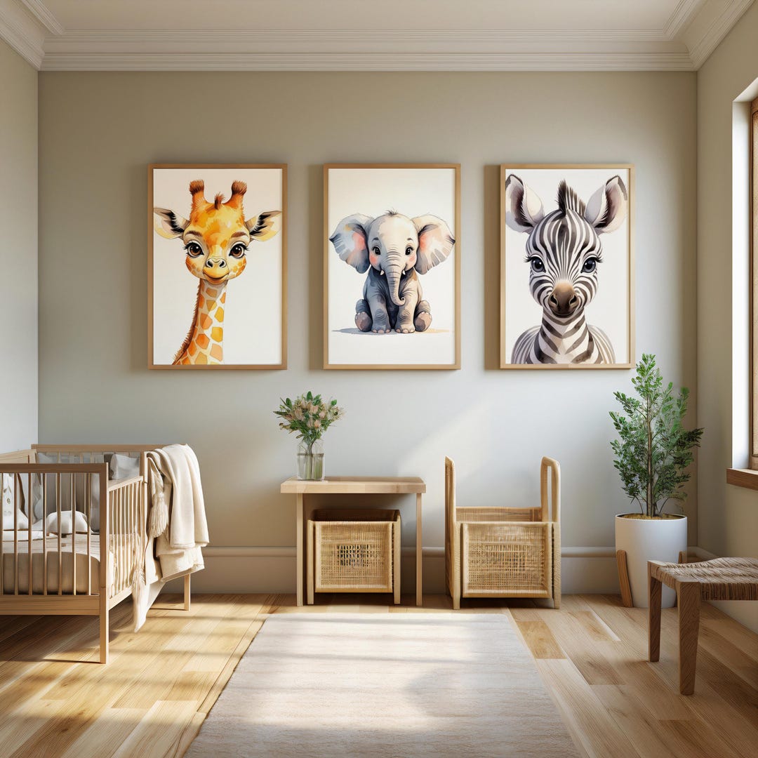 Safari Animal Nursery Prints, Jungle Baby Room Decor Set of 3 - Etsy