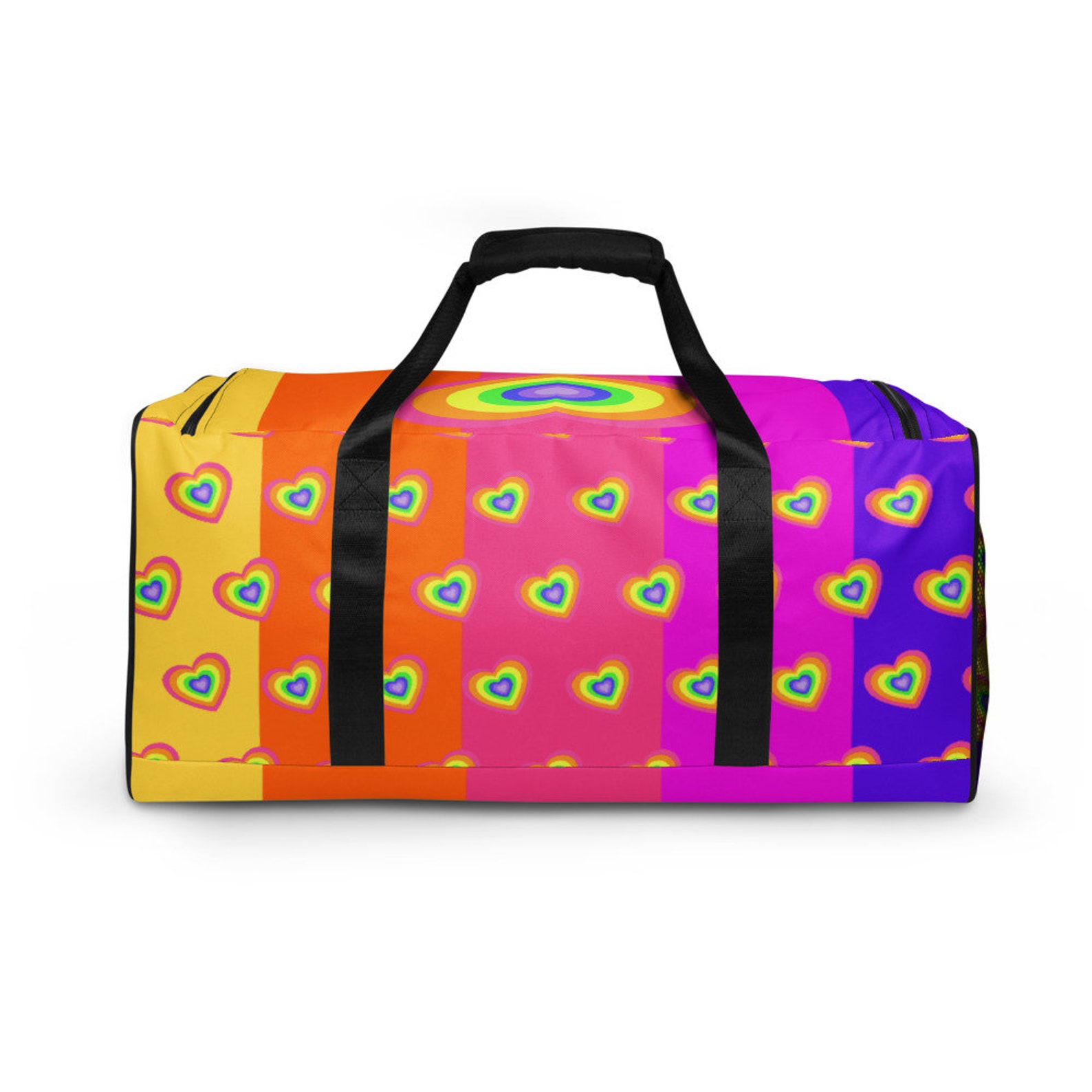 Warm Pink Rainbow Hearts Duffle bag Etsy