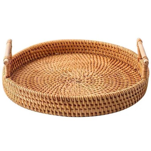 Rattan Tray Round Coffee Table Serving Tray Handwoven Basket Etsy