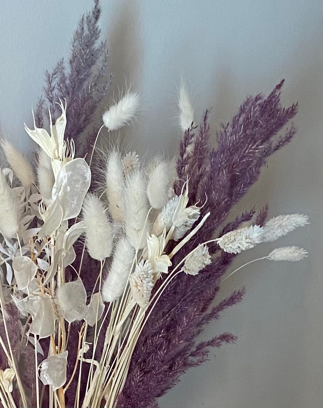 Dried Flower Arrangement in Lilac/ Purple and Cream/ White Etsy