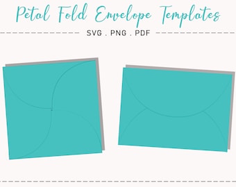 Pakiet szablonów cyfrowych kopert A7 i Square Petal fold na zaproszenia, karty, pliki SVG do cięcia laserowego i maszyn tnących