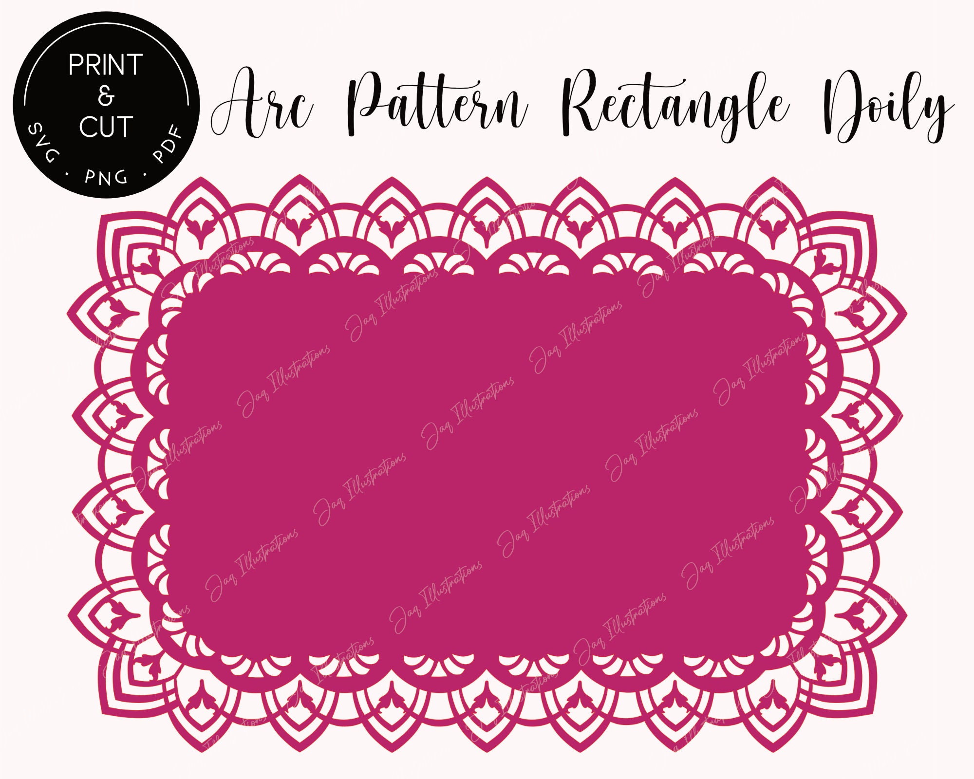 Arc Rectangle Doily Printable Digital Template, Clip Art, Sticker ...