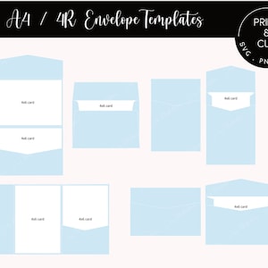 Pacchetto modello digitale busta A4 per carte 4x6, inviti di matrimonio e compleanno, file di taglio tascabile SVG per macchine laser e da taglio