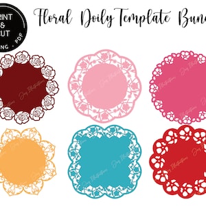Floral Doily Bundle Printable Digital Template, Clip Art, Sticker, Invitation, Craft Project SVG cut file for Laser & other Cutting Machines