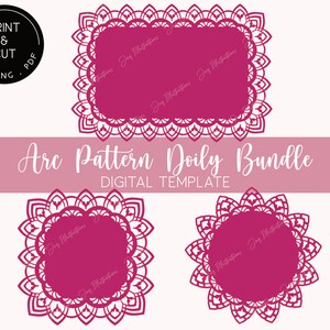 Arc Floral Doily Bundle Druckbare digitale Vorlage, Clip Art, Sticker, Einladung, Bastelprojekt SVG Plotterdatei für Laser & Schneidemaschinen