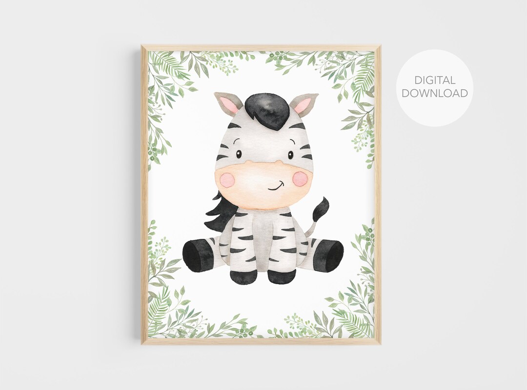 Zebra Nursery Wall Decor, Zebra Nursery Art, Safari Animals Nursery
