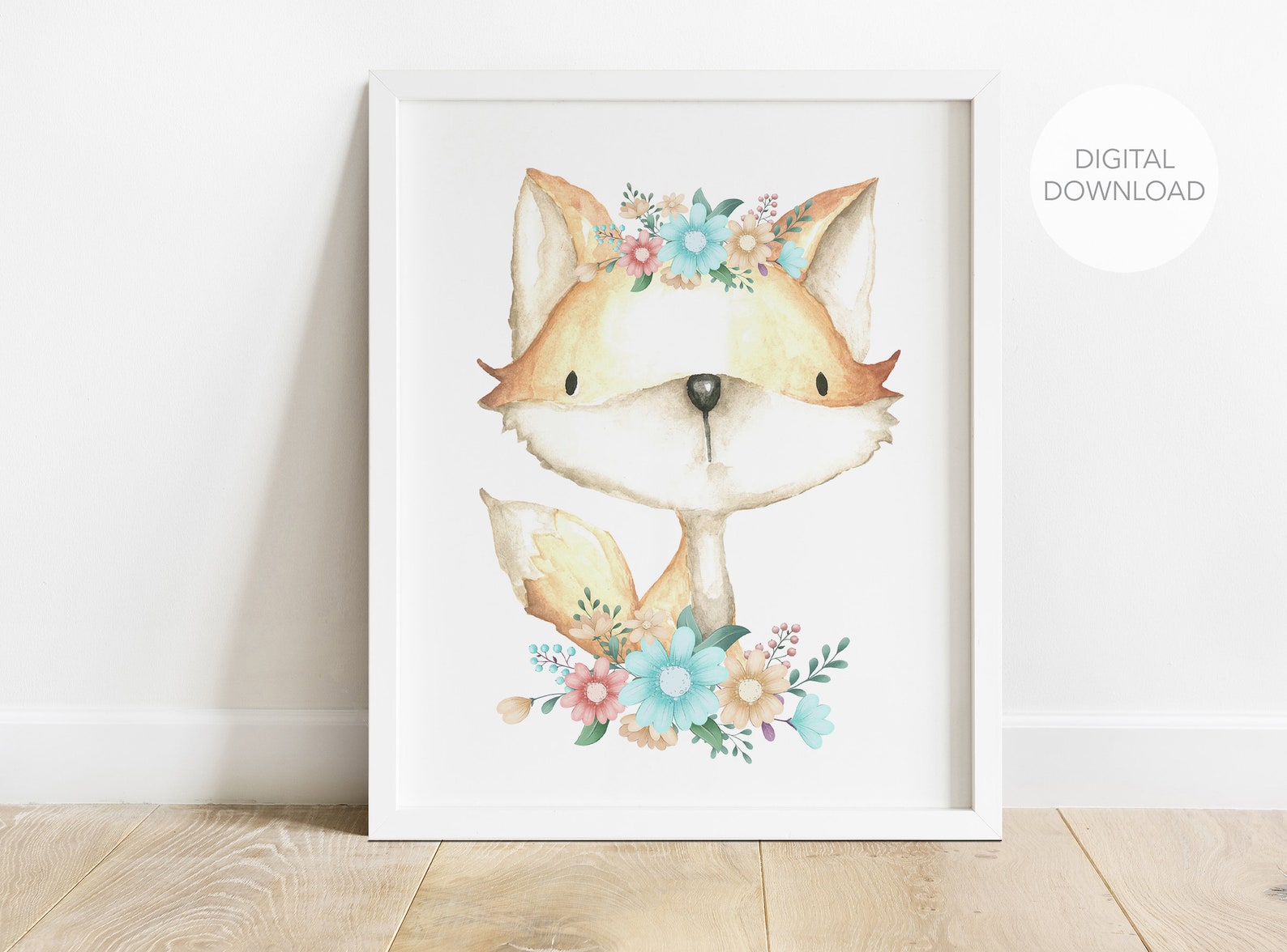 Fox Nursery Wall Decor, Fox Nursery Wall Art, Baby Girl Nursery Decor, Floral Boho Woodland