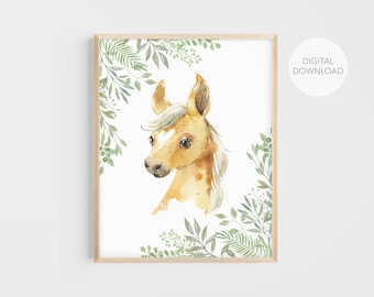Horse Nursery Wall Decor, Farm Animals Nursery Art, Gender Neutral Nursery Decor, Horse Wall Art, Digital Download, Printable Wall Decor