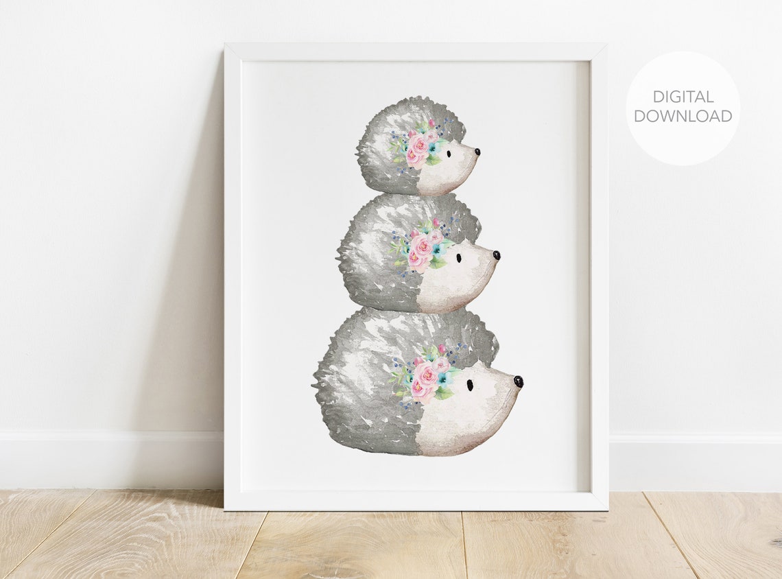 Hedgehog Nursery Wall Decor Hedgehogs Nursery Wall Art Baby Etsy UK