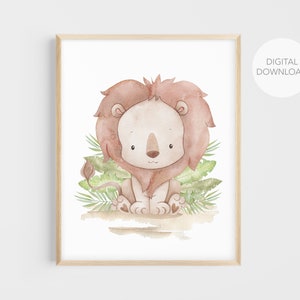Lion Nursery Wall Decor, Lion Nursery Wall Art, Safari Animals Nursery, Baby Boy Nursery Decor, Instant Download, Printable Wall Decor
