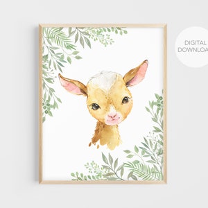 Goat Nursery Wall Decor, Farm Animals Nursery Art, Gender Neutral Nursery Decor, Baby Goat Wall Art, Digital Download, Printable Wall Decor