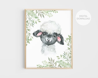 Sheep Nursery Wall Decor, Sheep Nursery Art, Farm Animals Nursery, Gender Neutral, Sheep Wall Art, Digital Download, Printable Wall Decor