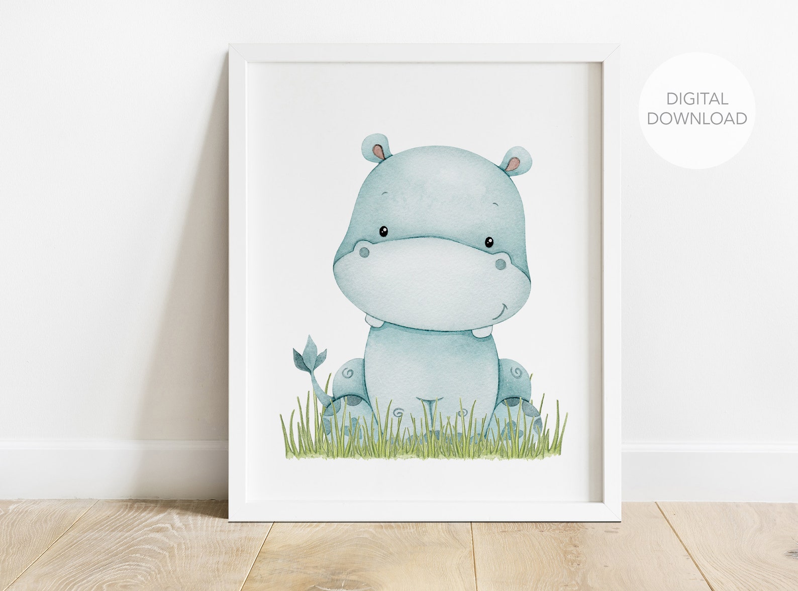 Hippo Nursery Wall Decor Hippo Nursery Art Gender Neutral Etsy