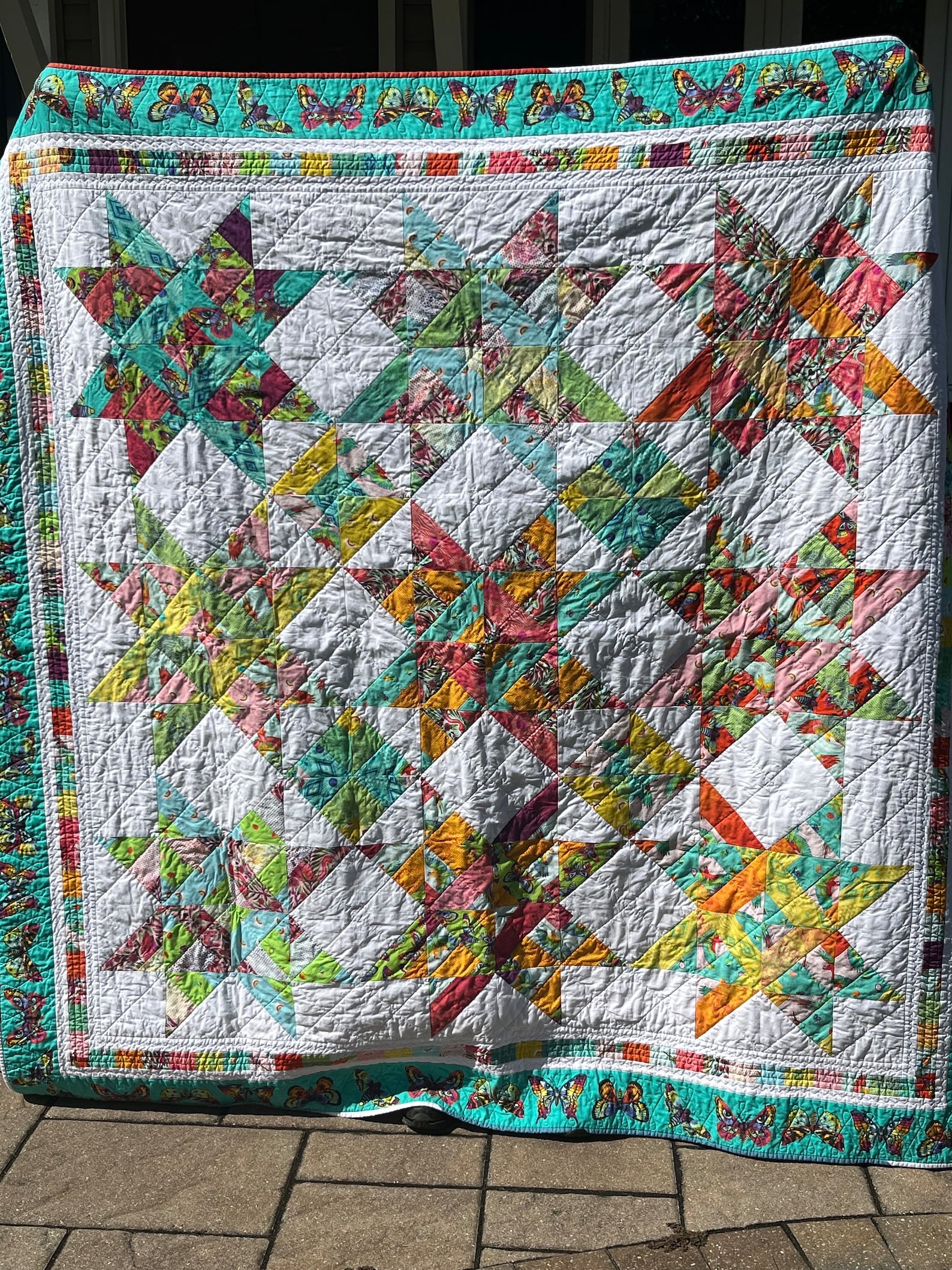 Colorful, Handmade QUILT/ Throw Quilt / Colorful / Tula Pink Fabrics Daydreamer / Dashing Stars