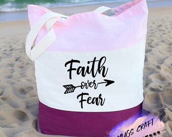 Torba Faith over Fear | Wiara | Torba kościelna | Torba z grafiką chrześcijańską | Torba chrześcijańska | Torba na prezenty | Torby religijne | Torba chrześcijańska dla kobiet