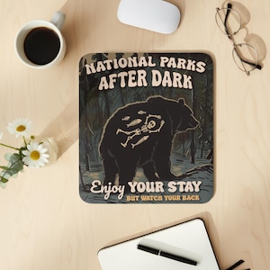 National Park After Dark Mousepad | Cryptid Hiking | Funny Camping | Great for Christmas or Birthday gifts!