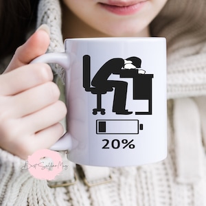 Low Battery Need Coffee | Fun and Quirky Battery Low Mug | Funny Coffee Cup | Weekend Reminder | Charging Humor | Office Desk Decor