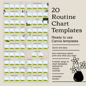 A colorful kid's routine cards featuring visual icons and clear, designed to assist children in organizing and completing their daily routines with independence
