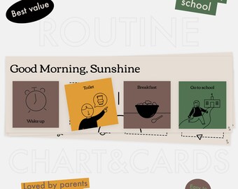 Minimalist Kids Daily Routine Cards: Visual Routine Chart (Digital Download)