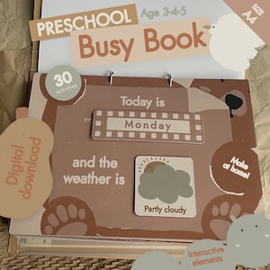 A colorful and interactive busy book for children, features educational activities designed to engage young learners.