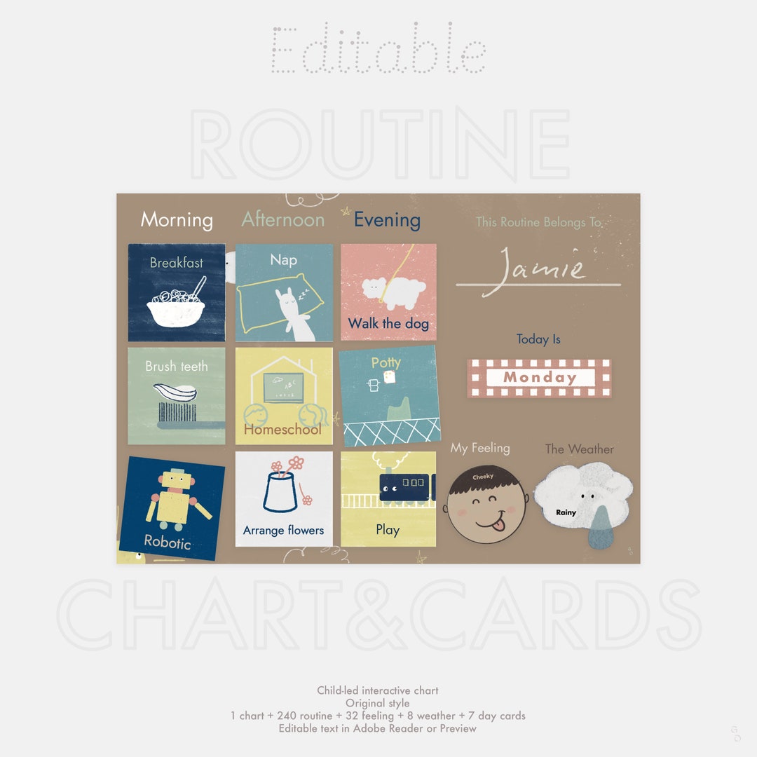 240 Kids Routine Cards 32 Feeling Cards 8 Weather Cards 7 Day Cards 1 ...