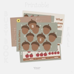 Autumn Busy Book | 32 Activities | Toddler Busy Book| Practical Life Skills Busy Book | Montessori Printable