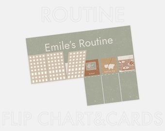Editable Kids Visual Schedule Flip Chart: Montessori Routine Cards (Canva Template)