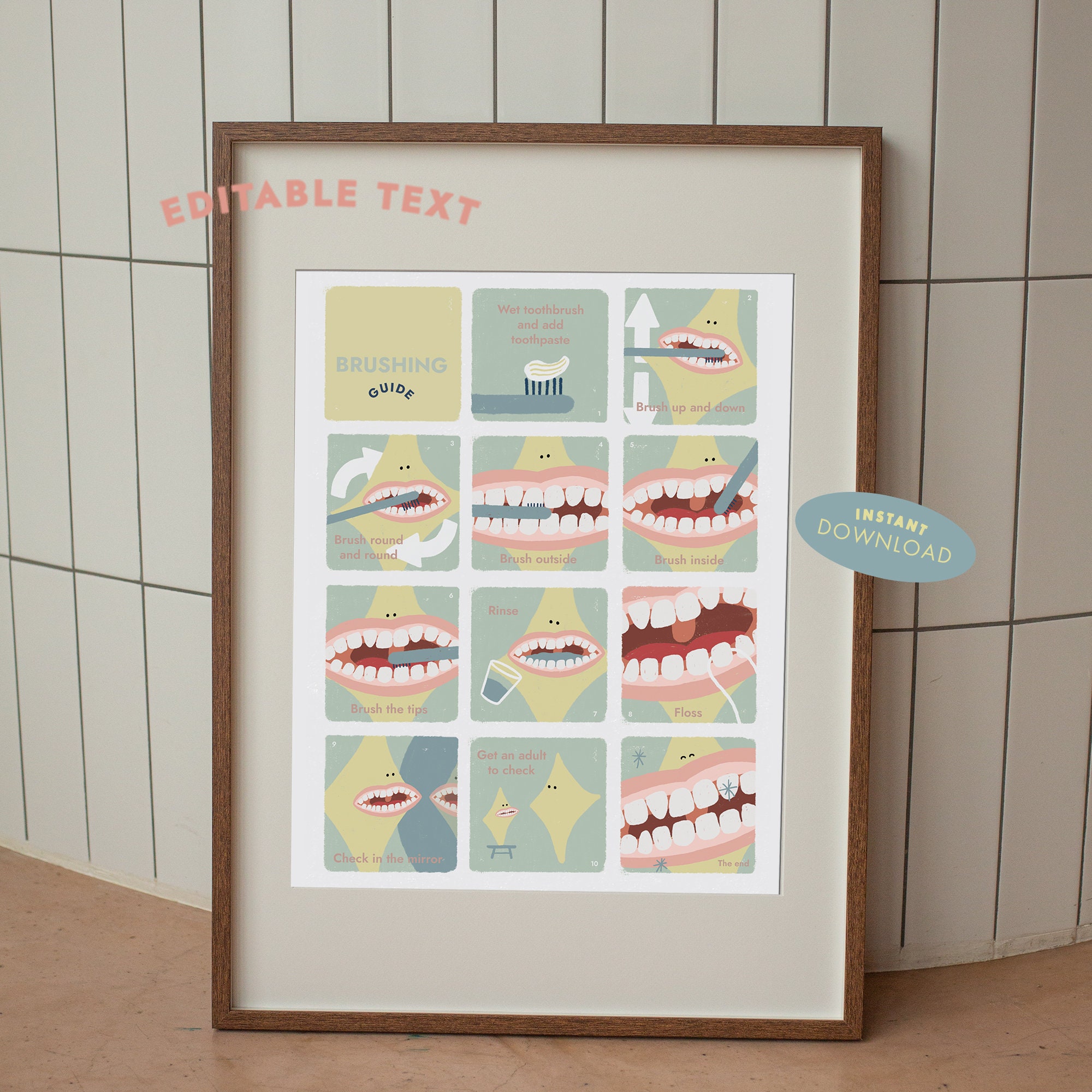 Editable Brushing Teeth Printable Bundle Brush Teeth Reward Chart Brush ...