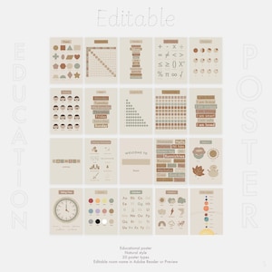 20 Educational Poster Bundle for Study Room With Editable Room Name ...