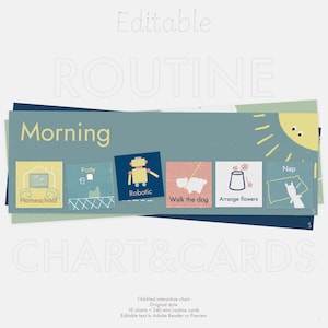 240 bearbeitbare Kinder Mini-Routinekarten + 10 Diagramme Mega Pack | Montessori Routine Diagramm | Druckbare Routine Karten | Visuelle Rhythmuskarten