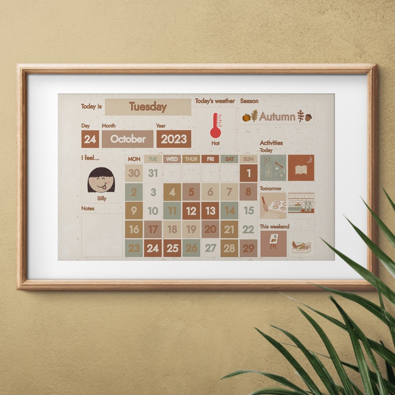A2 Kids Calendar Printable Kids Poster Natural Style Kids - Etsy UK