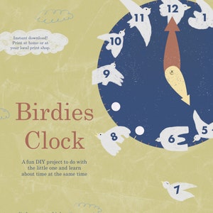 Birdies Clock (Printable) | Montessori printable | Printable clock | Learning time printable | Montessori clock printable | Kinder clock
